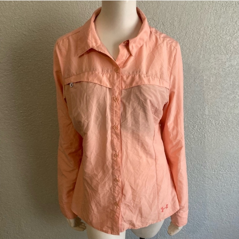 Under Armour | Heat Gear Peach Semi Fitted Button-Up Shirt Outdoor Hiking